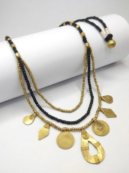 Prakriti Premium: Traditional, indo-western fusion, Dokra Designer Necklace,three line patri