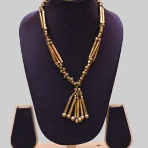 Nirmiti Premium:  Dokra( beads,and pipe), long Necklace