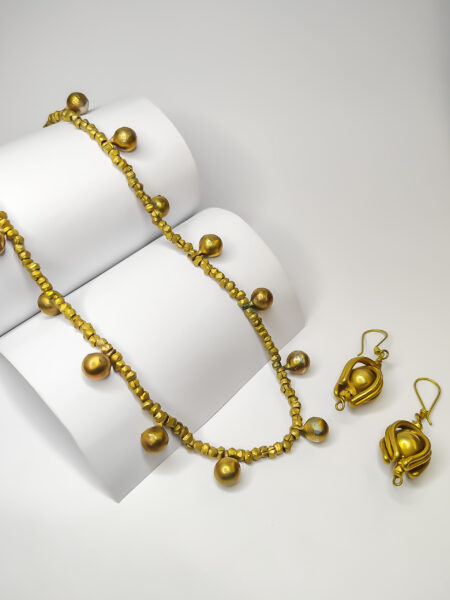 Nirmiti : The Dokra Brass Beads and balls Necklace with earrings