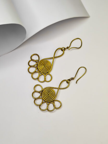 Dokra S-Shape Flower Earrings