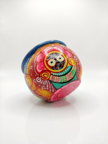Pattachitra painting of Jagannath ji, on metal pot,length3inch&width4inch