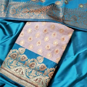 Banarasi Silk Zari Work Premium Suit Material with Heavy Dupatta