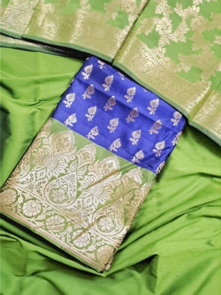 Banarasi Silk Zari Work Premium Suit Material with Heavy Dupatta