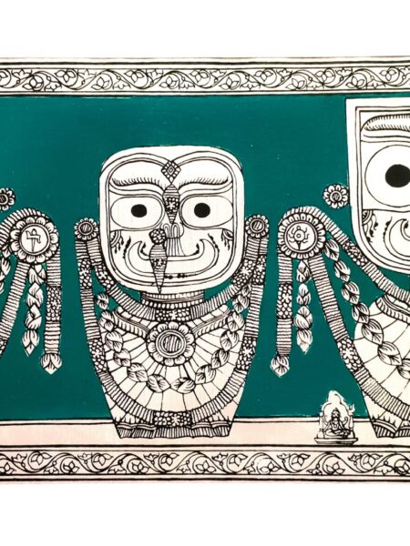 Shree Jagannath pattachitra painting on silk,wall decor ,unframed, 20inch*10inch