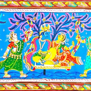 Traditional, pattachitra on silk ,radha-krishna raas leela, 44x14inch
