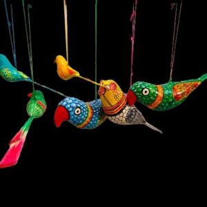 Unique, Handcrafted, Papermache hanging birds influenced by pattachitra art (pack of three)