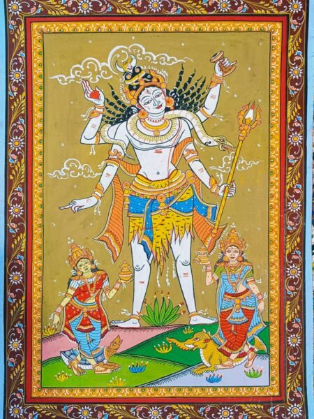 Beyond belief, Incredible, Lord Mahadev Pattachitra painting,(20x14) inch, Unframed