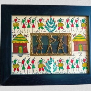 Timeless Treasure, Exotic Dokra handcrafted wall decor with Saura painting,L-28cm, W-22cm