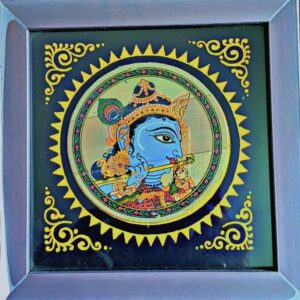 Collectible, hand-crafted, Krishna face on palm leaf, L-15cm, W-15cm