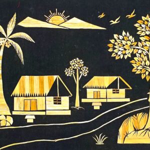Beautiful Landscape, paddy straw art (16x12) inch, Unframed