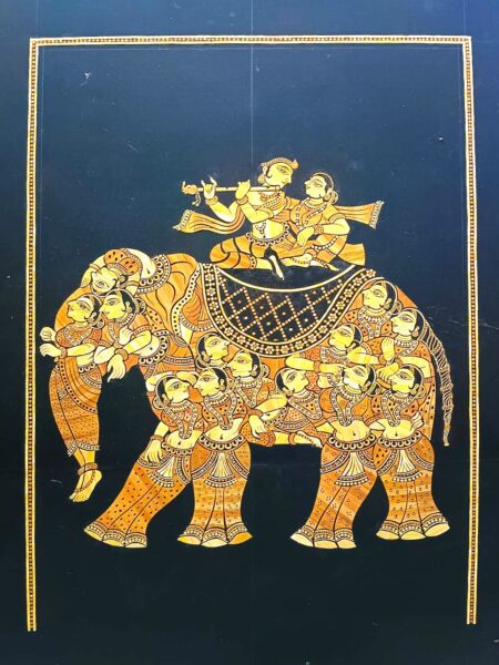 Extraordinary, Unique, Gandharva Elephant, paddy straw art (46x30) inch, Unmounted