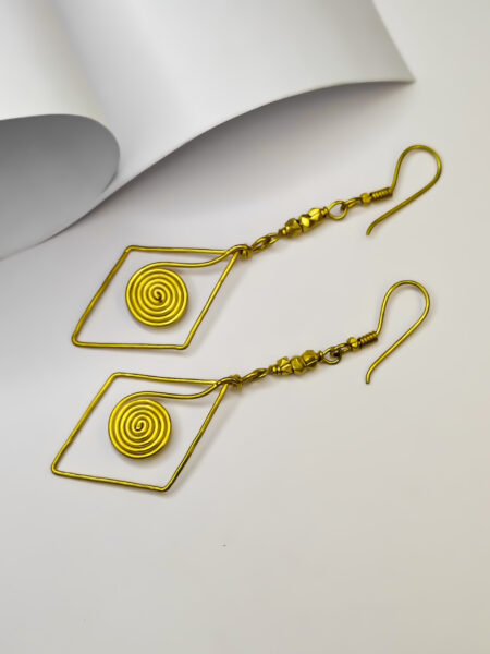Exquisite, Handcrafted, Dokra spiral diamond shape earrings
