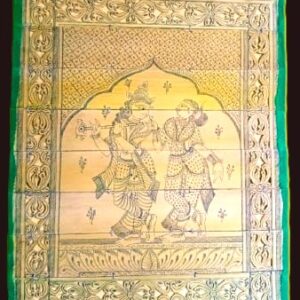 Traditional, Unique, palm leaf engraving art of Radha-Krishna, L-26, W-22cm