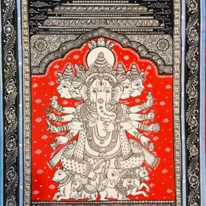 Extraordinary, Collectable, Lord Ganesha Pattachitra Art, I-19,W-13 inch