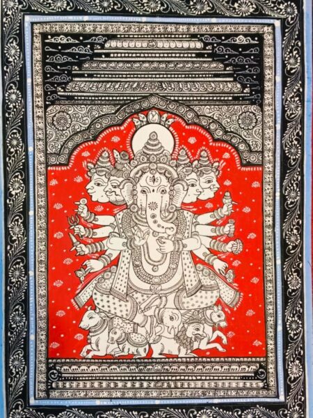 Extraordinary, Collectable, Lord Ganesha Pattachitra Art, I-19,W-13 inch
