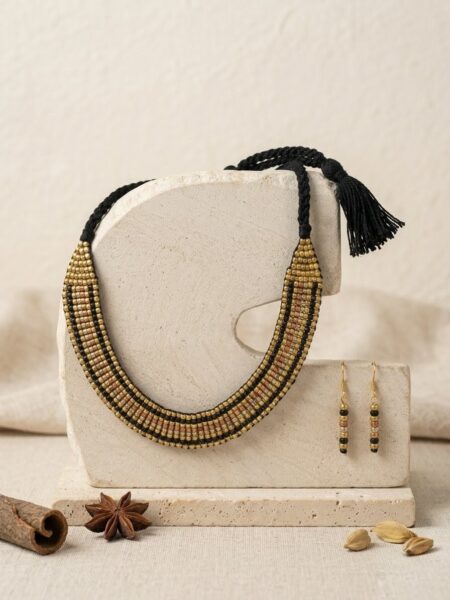 Handcrafted Odisha Tribal Dhokra Choker Necklace with Earrings