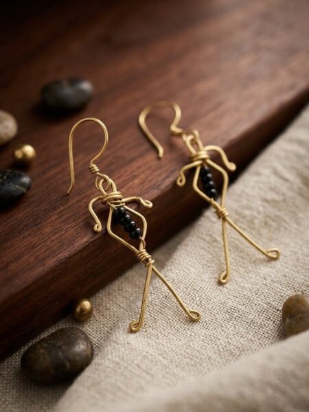 Handcrafted Brass Stick Figure Wire-Wrap Earrings